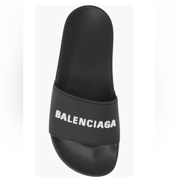 ✨BALENCIAGA “ICONIC” BLACK ( POOL ) SLIDES ✨ CLOSET STAPLE - Picture 4 of 12